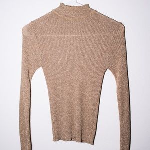 vintage gold glitter sheer turtleneck